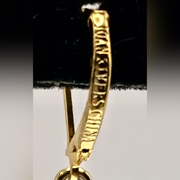 Vintage Signed Joan Rivers Gold Tone Dangle Pierced Earrings Floral Design - Picture 5 of 8